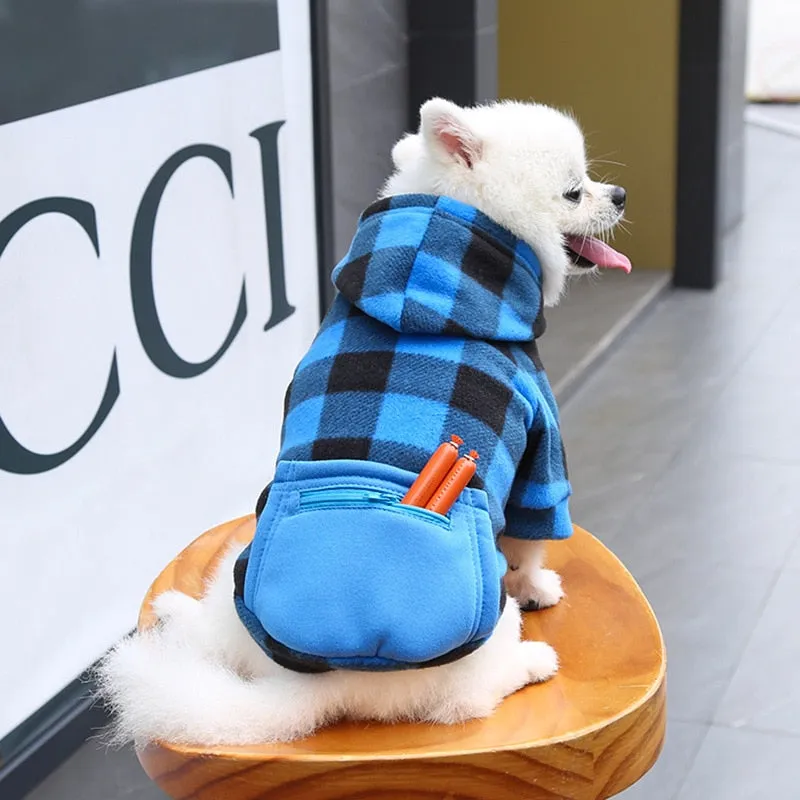Winter Warm Plaid Dog Cat Hoodie