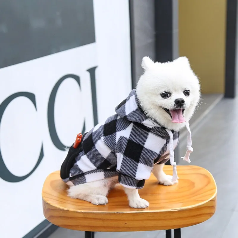 Winter Warm Plaid Dog Cat Hoodie