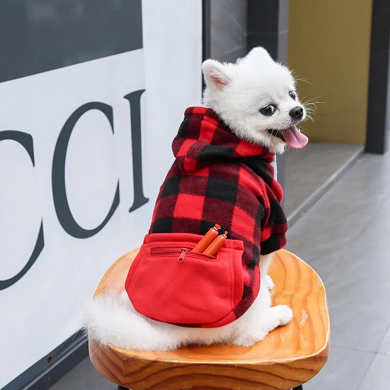 Winter Warm Plaid Dog Cat Hoodie