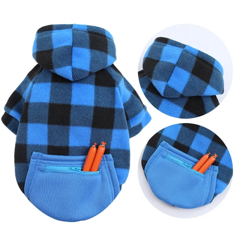 Winter Warm Plaid Dog Cat Hoodie