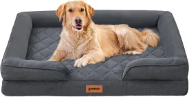 XL Dog Bed, Washable Extra Large Dog Sofa Beds with Bolsters, Orthopedic Memory Foam XLarge Pet Bed with Removable Waterproof Cover & Nonskid Bottom, Grey