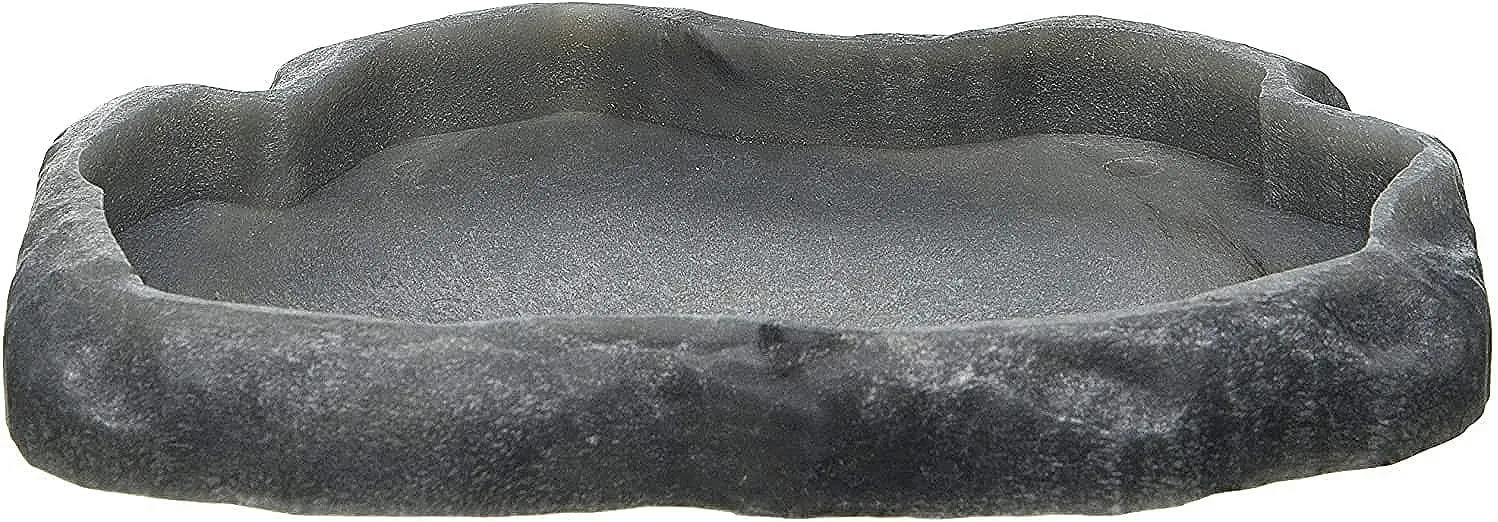 Zoo Med Reptile Rock Food Dish, Medium, 7.25"l x 6"w x 0.75"h, Colors may vary Black