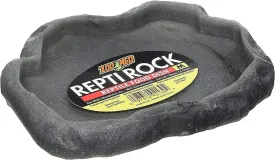 Zoo Med Reptile Rock Food Dish, Medium, 7.25"l x 6"w x 0.75"h, Colors may vary Black